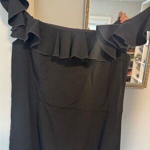 French Connection Black Off-Shoulder Ruffle Dress